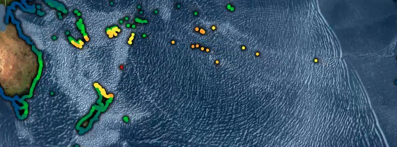 Tsunami forecast model animation: Three tsunamis in one day from the Tonga-Kermadec subduction zone