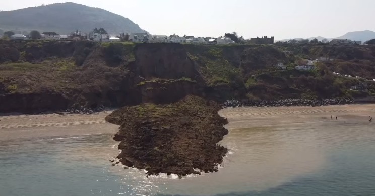 Large coastal landslide at Nefyn Bay in north Wales, U.K.