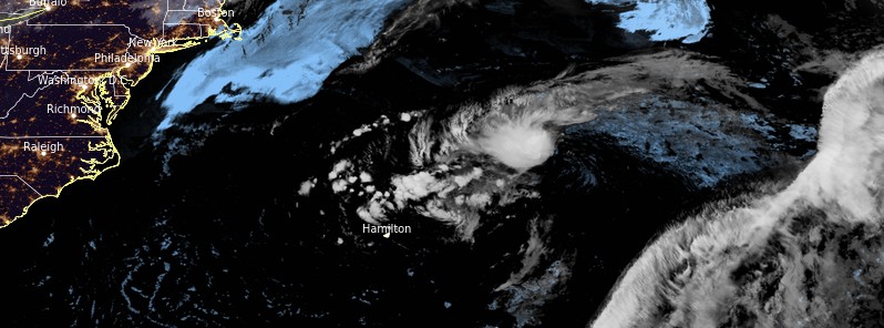 Subtropical cyclone forming east of Bermuda, Atlantic Ocean
