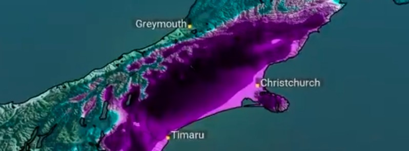 Extreme rainfall event – Rare Red Warning for Heavy Rain issued for Canterbury region of South Island, New Zealand