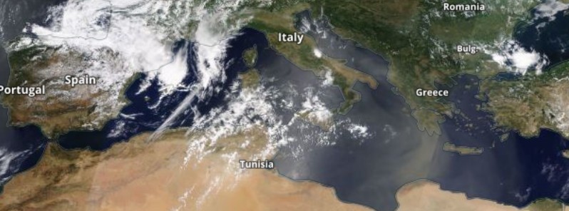 Very thick Saharan dust cloud moving over the Mediterranean into Italy and SE Europe