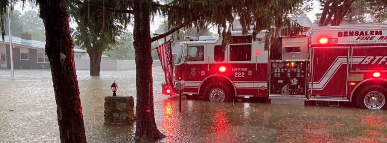 Severe flash flooding after exceptionally heavy rains hit Pennsylvania, U.S.