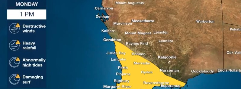 Heavy rain and widespread damaging winds expected across parts of Western Australia
