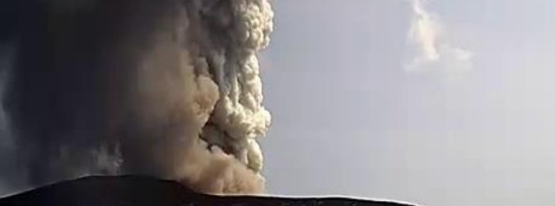 Sudden eruption at Krakatau volcano, Indonesia