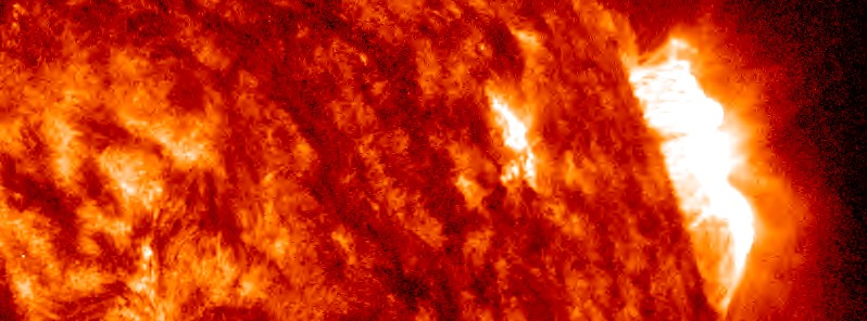 Long-duration M2.0 solar flare erupts on the NW side of the Sun
