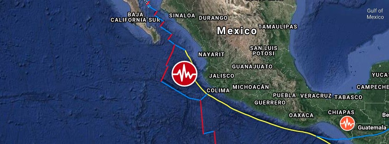 Shallow M6.0 earthquake hits off the coast of Jalisco, Mexico