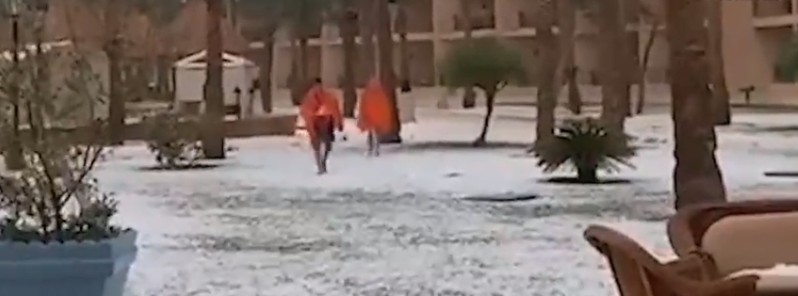Rare hailstorm hits all-year-round resort in Egypt