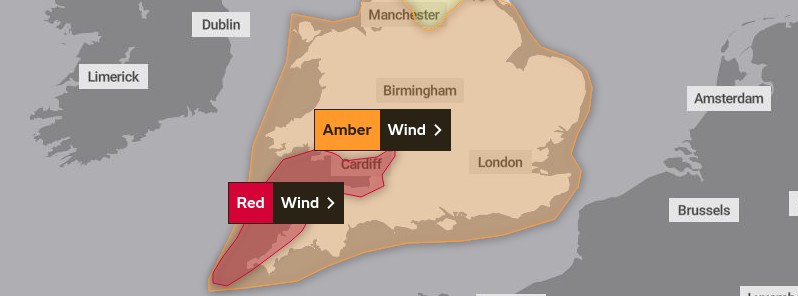 Rare Red Weather Warning issued – Storm Eunice expected to bring extremely strong winds, U.K.