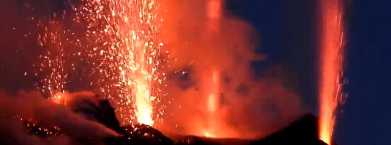 Intense explosions from four vents at Stromboli volcano, Italy