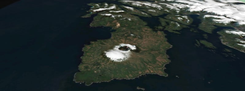 Mount Edgecumbe volcano on April 13 2022