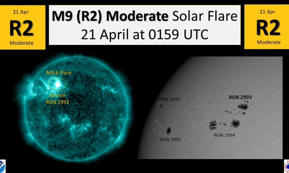 M9.6 solar flare April 21, 2022