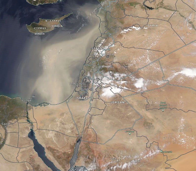 NASA Aqua/MODIS dust storm over Middle East on April 24, 2022