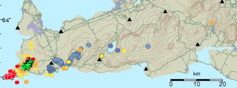 Earthquake swarm Reykjanes Peninsula, Iceland April 12 and 13, 2022