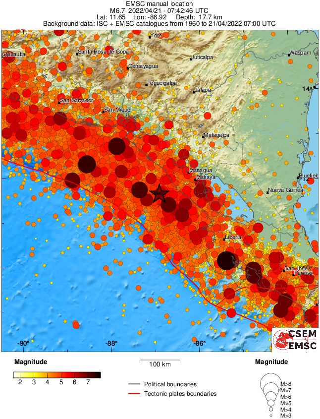 nicaragua earthquake m6-7 april 21 2022 emsc rs