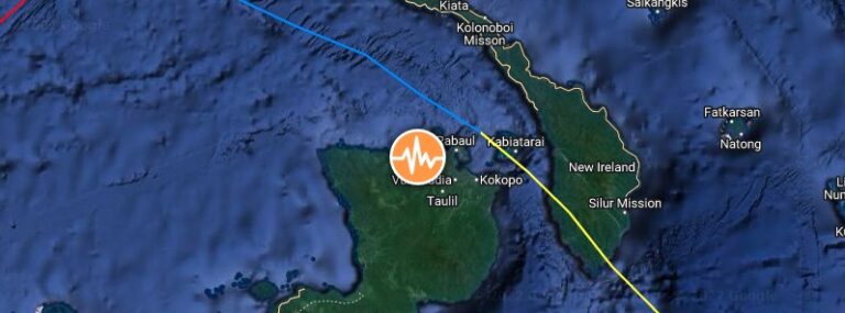 New Britain, PNG M6.1 earthquake location April 13, 2022
