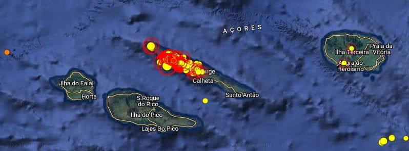 Seismovolcanic crisis Sao Jorge, Azores, Portugal