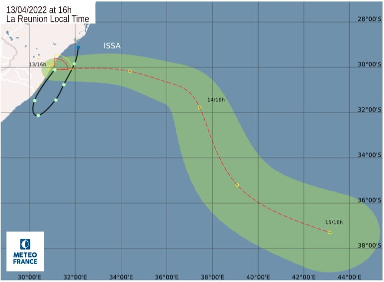 Subtropical Storm Issa forecast track April 13, 2022