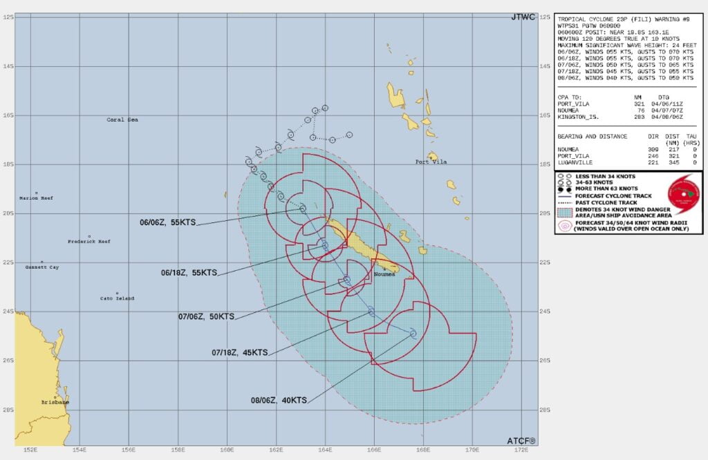 Tropical Cyclone Fili JTWC forecast track at 06:00 UTC on April 6, 2022