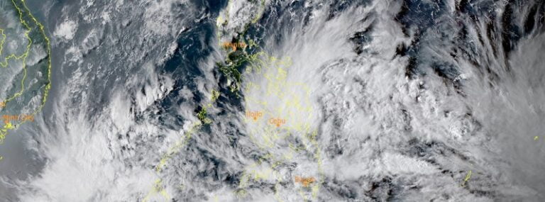 Tropical Depression Agaton at 08:10 UTC on April 9, 2022