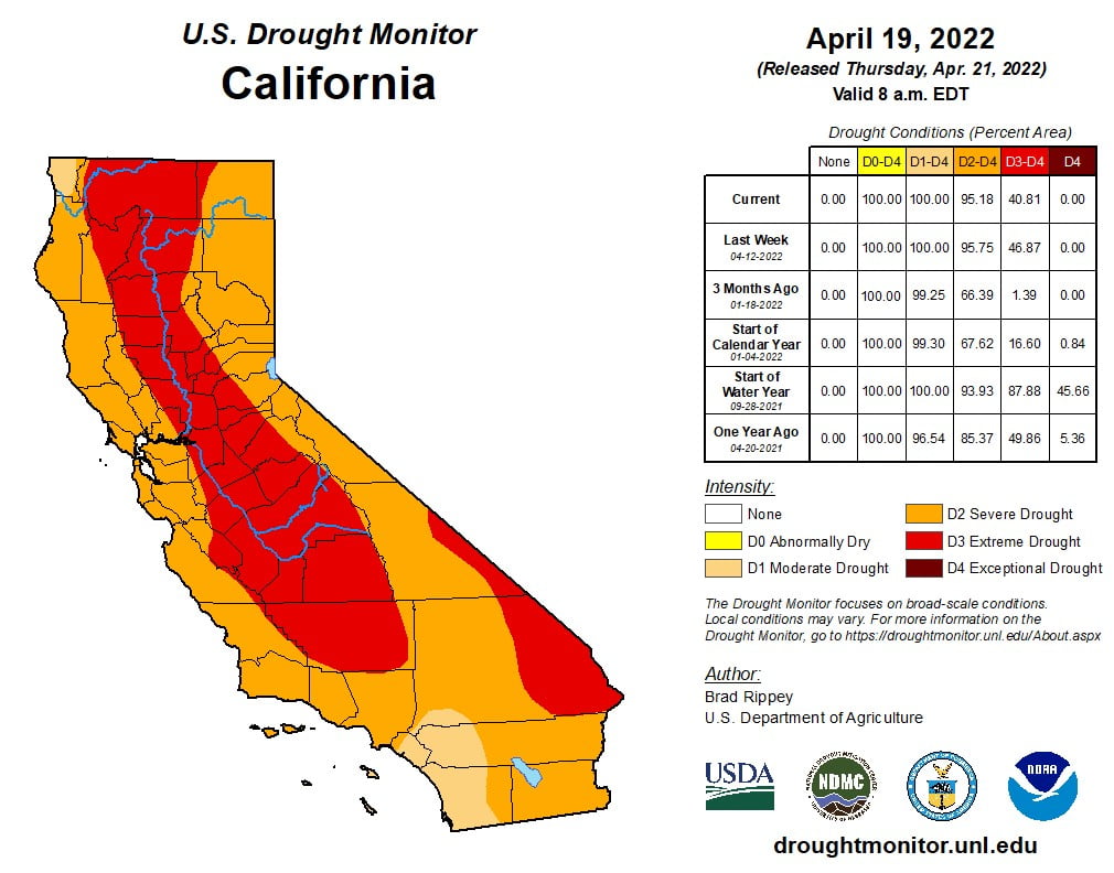 us drought monitor california april 21 2022