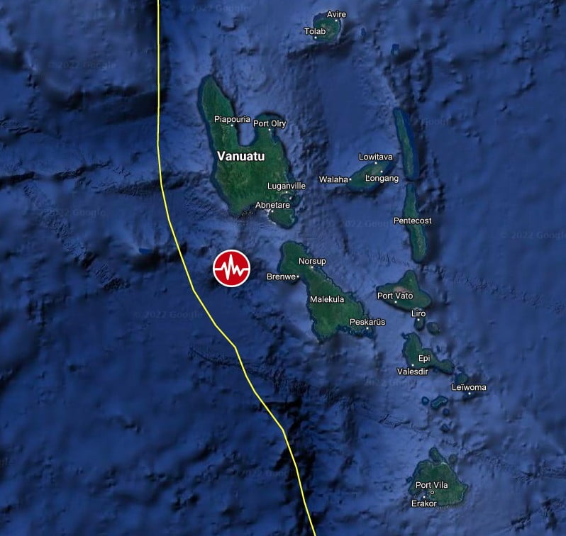M6.2 Vanuatu earthquake April 9, 2022 - location map