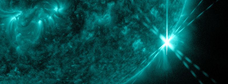 Major X2.2 solar flare erupts just beyond the southwest limb of the Sun