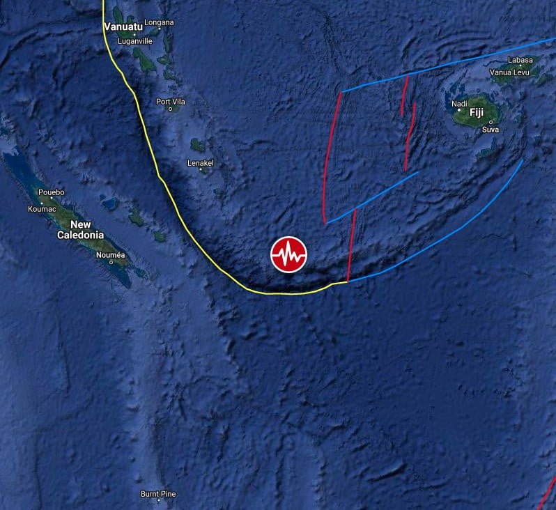 M6.4 earthquake southeast of the loyalty islands on may 26 2022 bg