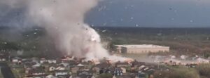 Extreme tornado footage captured by drone over Andover, Kansas