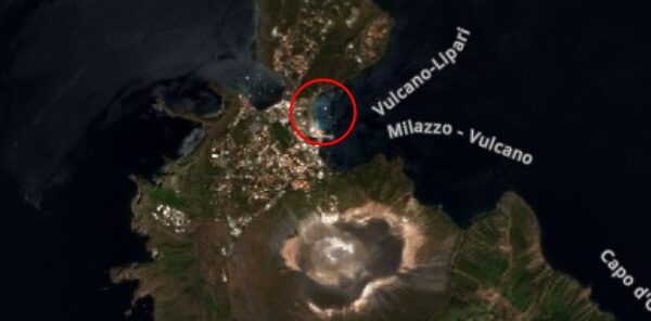 Discolored water appears near Vulcano volcano, Italy