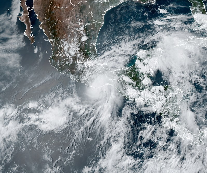Hurricane "Agatha" at 21:20 UTC on May 30, 2022