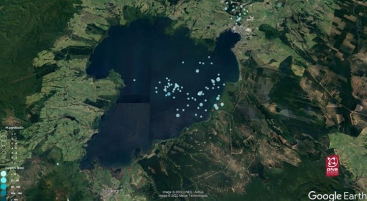 lake taupo earthquake swarm april to may 2022 bg