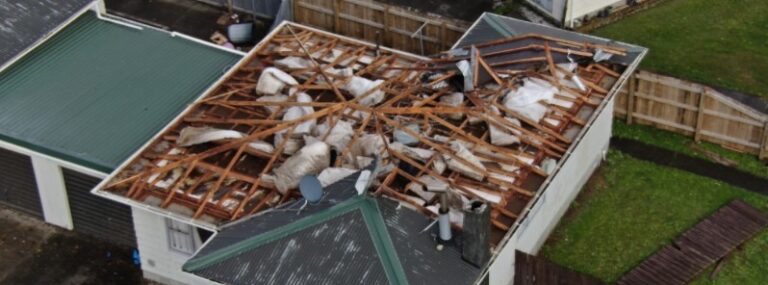 damage after tornado hits Levin, New Zealand on May 20, 2022