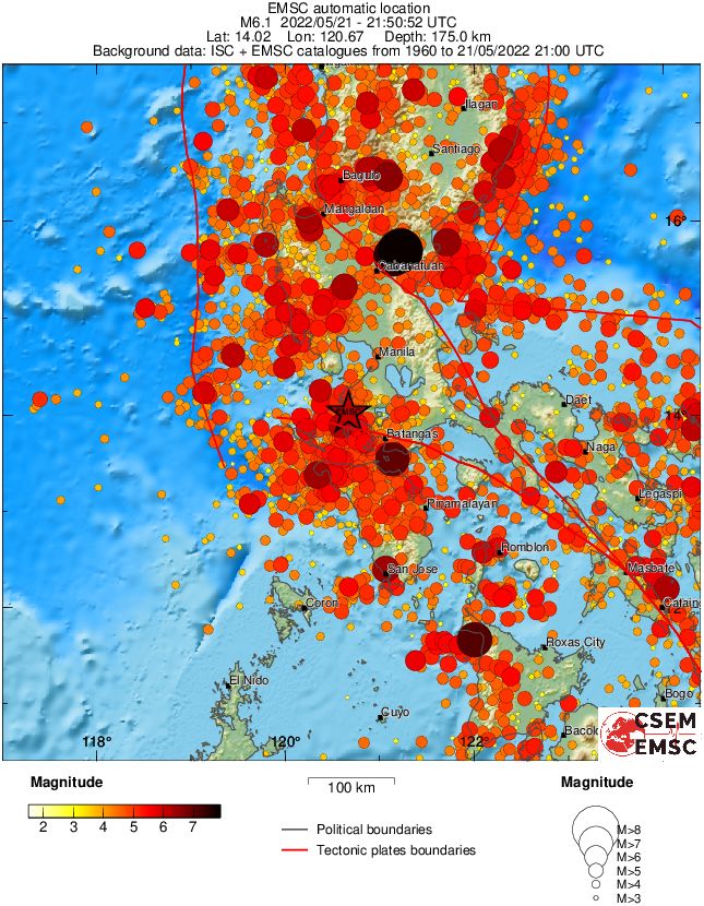 luzon m6-1 earthquake may 21 2022 emsc rs