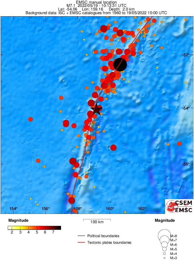 macquarie island region earthquake may 19 2022 emsc regional seismicity