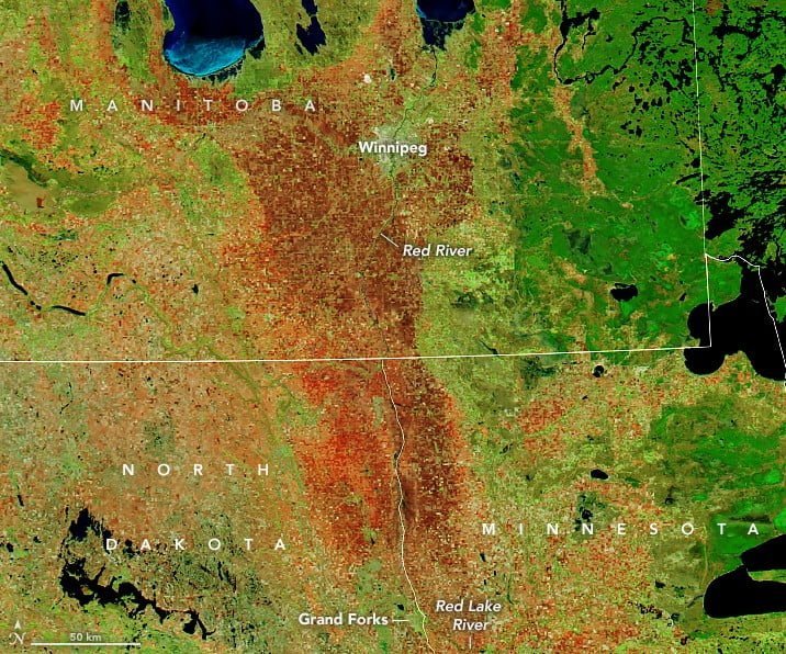 red river of north flood may 10 2020 MODIS