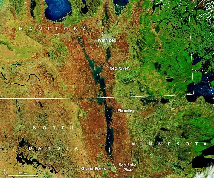 red river of north flood may 10 2022 MODIS