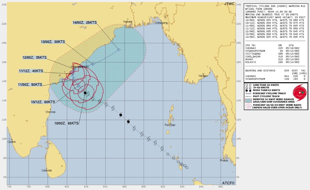 tropical cyclone asani jtwc forecast track 03z may 10 2022