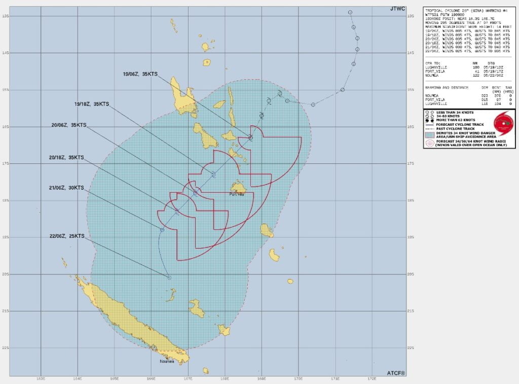 tropical cyclone gina jtwc fcst 09z may 19 2022
