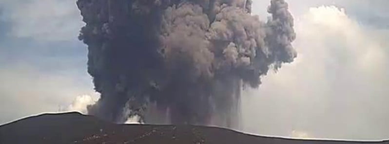 Eruption at Anak Krakatau volcano, Indonesia