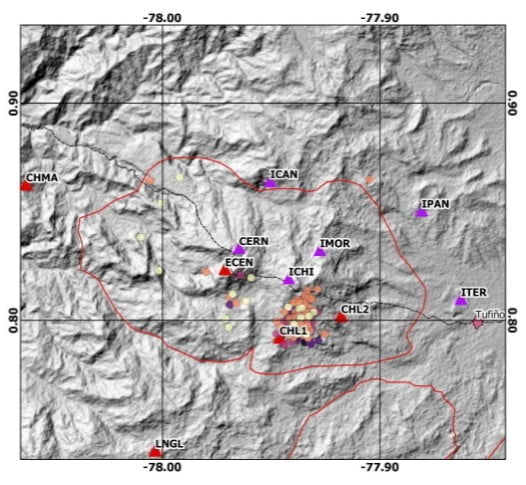chiles-Cerro Negro volcanic complex figure 3 - locations of earthquakes