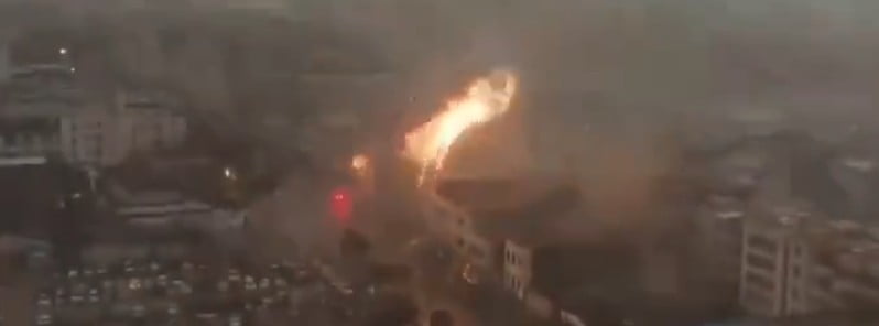 Extremely close-range footage of the Foshan tornado, China