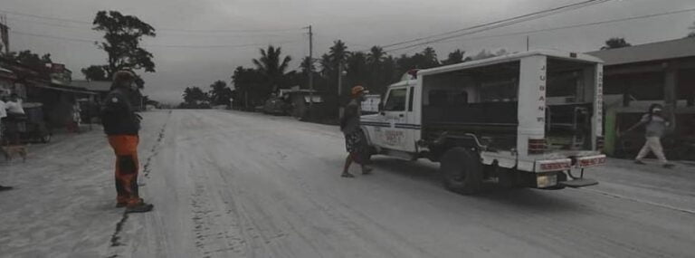 heavy ashfall after eruption at bulusan volcano philippines on June 12 2022 f