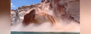 Massive Lake Powell rockslide caught on video