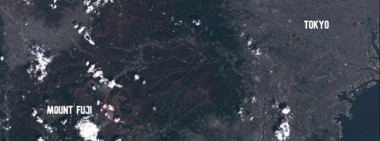 mount fuji and tokyo sentinel-2 april 2020