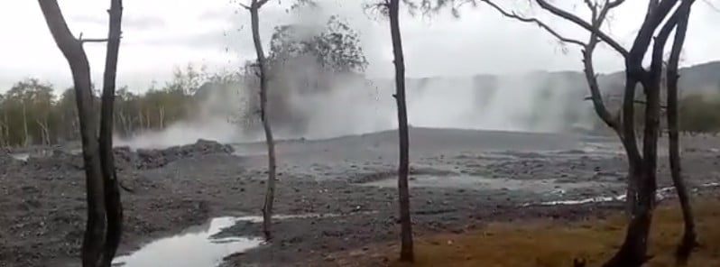 Eruption of Napan mud volcano in East Nusa Tenggara, Indonesia