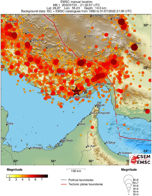 m6-1 iran earthquake july 1 2022 emsc rs
