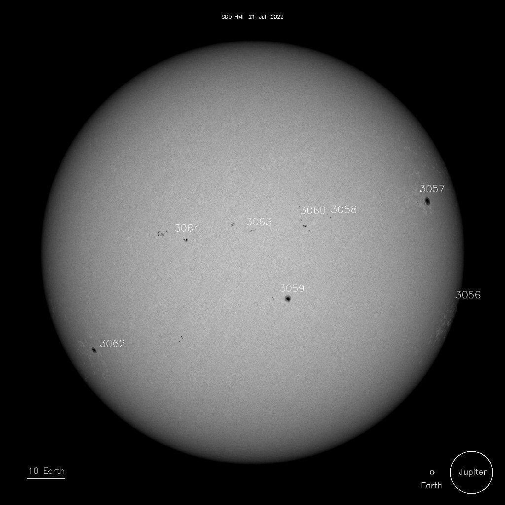 sunspots on july 21 2022 sdo hmi