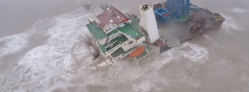 typhoon chaba - ship split in half china july 2022