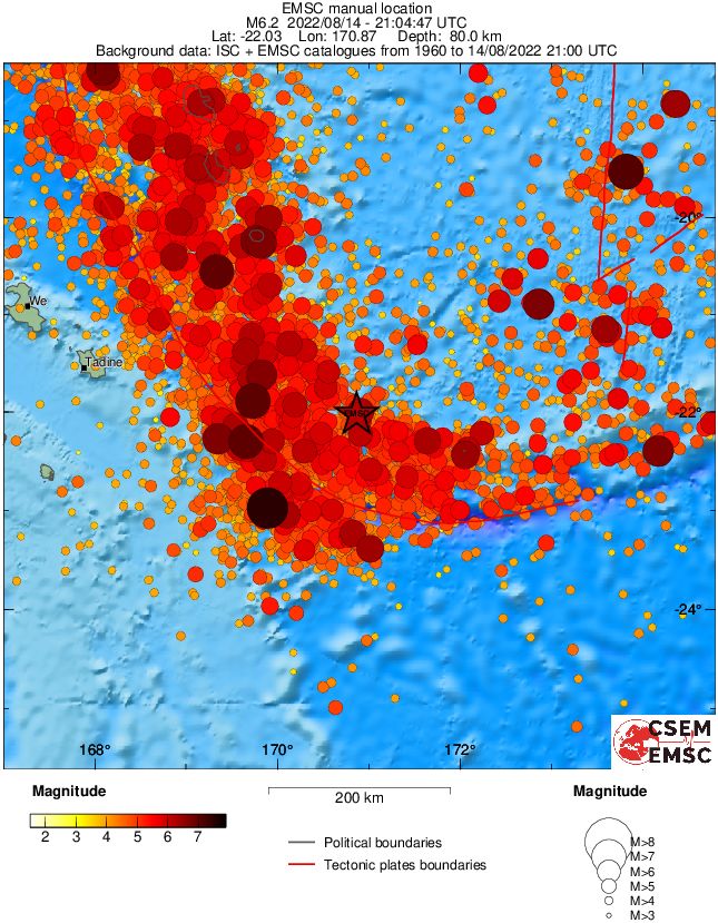 M6-1 new caledonia earthquake august 14 2022 emsc rs