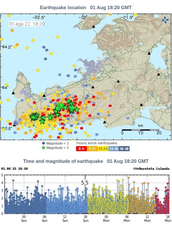 iceland earthquakes 24 hours to 1820z august 1 2022 imo